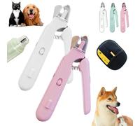 The SafeTrim by PupNourish with LED Light for Dogs & Cats, Claw Grooming Tool Small & Large Pets, Splash Guard, Quiet, Quick-Sensor Razor Sharp Blades (2PCS-C)