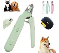 The SafeTrim by PupNourish with LED Light for Dogs & Cats, Claw Grooming Tool Small & Large Pets, Splash Guard, Quiet, Quick-Sensor Razor Sharp Blades (Green)