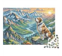 The Saint Bernard 1000 Pieces Jigsaw Puzzles Engaging Home Decoration The Saint Bernard on Mountain Jigsaw Puzzles Beautiful Decoration for Adults & Families 52x38cm/1000pcs