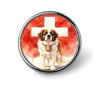 The Saint Bernard And The Swiss Flag Round Badge Pin Metal Memorial Brooch Button Lapel Pins for Backpack Wedding