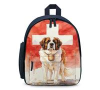 The Saint Bernard And The Swiss Flag Simple Small Capacity Backpack with One Side Pockets Casual Daypack for Men Women