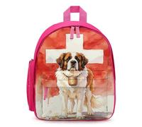 The Saint Bernard And The Swiss Flag Simple Small Capacity Backpack with One Side Pockets Casual Daypack for Men Women