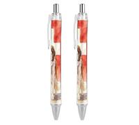 The Saint Bernard & Swiss Flag Retractable Ballpoint Pen 0.5mm | Smooth Writing Gel Ink Pens Black Inks for Diary Office Supplies