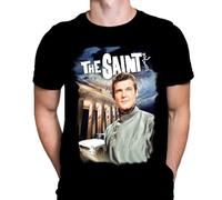 The Saint - TV Poster Art - T-Shirt 60's TV Detective Show Roger Moore Black L
