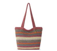 The Sak Casual Classics Tote Bag - Hand Crochet Woman's Purse For Everyday, Travel, Beach Bag - Handbag With Shoulder Straps, Sunset Stripe, L, Casual Classics Tote