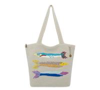 The Sak Crafted Classics Tote Bag - Hand Crochet Women's Purse For Everyday, Travel, Beach Bag - Carryall Shoulder Bag Straps, Sardines, L