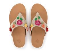 The Sak Everly Slide Sandal - Women's Flat Fashion Slides with Soft Cushion Sole - Beach Slip On Sandals For Everyday, Flower Ecru, 4 UK