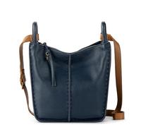 The Sak Los Feliz Crossbody Bag in Leather, Large, Unlined Purse with Single Adjustable Shoulder Strap, Indigo New, M
