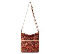 The Sak Lucia Leather Crossbody Purse - Sakroots Women's Handbag for Everyday & Travel - Cross Body Bag With Zipper, Scarlet Tapestry, One Size