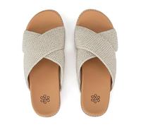 The Sak Penelope Slide Sandal - Women's Flat Fashion Slides with Soft Cushion Sole -Hand Crochet Slip On Sandals For Everyday, Natural, 9 UK