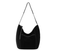 The Sak Sequoia Hobo Bag - Premium Large Leather Women's Handbag for Everyday & Travel - Durable Purse With Zipper Pocket, Black Suede Terra Stitch, One Size