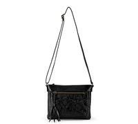The Sak Women Sanibel Leather Mini Crossbody Shoulder Bag, Black Floral Embossing Ii, One Size