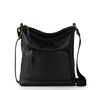 The Sak Women's Bag Iris Crossbody in Leather, Casual Purse with Adjustable Strap & Zipper Pockets, Black, One Size