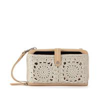 The Sak Women's Iris Large Smartphone Crossbody Bag in Hand-Crochet and Faux Leather, Convertible Purse with Detachable Wristlet Strap, Includes Phone Wallet Compartments, Natural Medallion, One Size