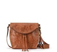 The Sak Women's Silverlake Crossbody Bag in Leather, Casual Purse with Adjustable Strap & Zipper Pockets, Tobacco Floral Embossed Ii, One Size