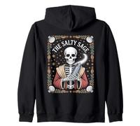The Salty Sage Skeleton Monk Occult Humor Zip Hoodie