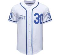 The Sandlot Jersey Benny 30 The Jet' Rodriguez Baseball Jersey Button Up Movie Jerseys for Men, White, Medium