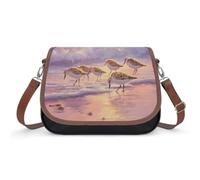 The Sandpiper Birds on Beach Women's Leather Crossbody Handbags | Shoulder Bag With Adjustable Strap Fashion Cross Body Purse