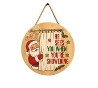 The Santa Surveillance Squad Funny Christmas Door Sign, Christmas Door Hanging Decoration, Merry Xmas Wooden Sign, Decor Holiday Winter Party Supplies (When you're showering)