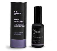 THE SARDAR CO Beard Growth Oil with Caffeine - Lavender & Tea Tree - Deep Hydration & Conditioning - Organic Argan & Jojoba for Growth, Softness & Nourishment - 30ml