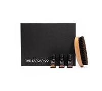 THE SARDAR CO Premium Beard Care Gift Set - Boar Bristle Beard Brush & 3 Premium Beard Oils - Natural & Organic - Deep Conditioning & Softening - Ideal Grooming Kit & Gift