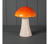 The Satchville Gift Company Ceramic Mushroom Orange White Seasonal Home Décor Autumn Ornament Large (19cm)