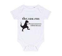 The.sau.rus Thesaurus Dinosaur Baby Grow Vest, 0-3 Months, White