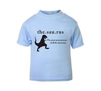 The.sau.rus Thesaurus Dinosaur Short Sleeve Cotton Kids t Shirt, 2-3 Years, Pastel Blue