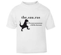 The.sau.rus Thesaurus Dinosaur Short Sleeve Cotton Toddler t Shirt, 1-2 Years, White