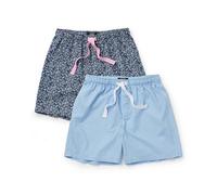 THE SAVILE ROW COMPANY LONDON 2 Pack Men's Luxury 100% Cotton Pyjama Bottom Lounge Shorts - Blue Paisley/Foulard - Extra Large