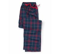 THE SAVILE ROW COMPANY LONDON Men's 100% Brushed Cotton Soft Pyjama Bottom Lounge Pants - Navy Red Window Check - XL