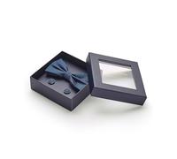 THE SAVILE ROW COMPANY LONDON Men's 100% Silk Ready Bow Tie & Cufflink Gift Set - Blue Abstract
