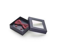 THE SAVILE ROW COMPANY LONDON Men's 100% Silk Ready Bow Tie & Cufflink Gift Set - Red Pinspot
