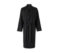 THE SAVILE ROW COMPANY LONDON Men's Brushed Cotton Bathrobe Dressing Gown - Black Grey Striped - Medium