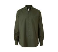 THE SAVILE ROW COMPANY LONDON Men's Classic Fit Button Down Long Sleeve Oxford Shirt - Khaki with Contrast Detail - Medium