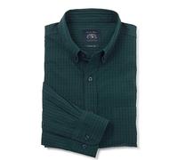THE SAVILE ROW COMPANY LONDON Men's Classic Fit Button Down Long Sleeve Oxford Shirt - Navy Green Gingham Check - Extra Large