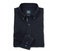 THE SAVILE ROW COMPANY LONDON Men's Classic Fit Button Down Long Sleeve Oxford Shirt - Navy with Contrast Detail - Extra Large