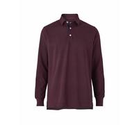 THE SAVILE ROW COMPANY LONDON Men's Classic Fit Cotton Pique Long Sleeve Button Collar Polo Shirt - Burgundy - Large