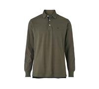 THE SAVILE ROW COMPANY LONDON Men's Classic Fit Cotton Pique Long Sleeve Button Collar Polo Shirt - Olive - XXL