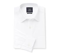 THE SAVILE ROW COMPANY LONDON Men's Classic Fit Cotton Poplin Single Cuff Formal Shirt - White - 17" Collar