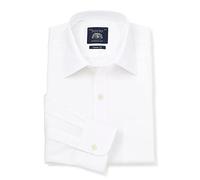 THE SAVILE ROW COMPANY LONDON Men's Classic Fit Cotton Twill Long Sleeve Formal Shirt - Single Cuff - White - 19.5" Collar - Standard