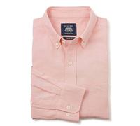 THE SAVILE ROW COMPANY LONDON Men's Classic Fit Linen-Cotton Blend Long Sleeve Casual Shirt - Peach - XXL