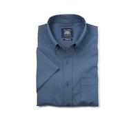 THE SAVILE ROW COMPANY LONDON Men's Classic Fit Linen-Cotton Blend Short Sleeve Casual Shirt - Denim Blue - XXL