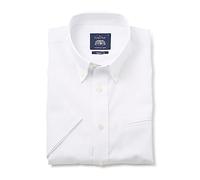 THE SAVILE ROW COMPANY LONDON Men's Classic Fit Linen-Cotton Blend Short Sleeve Shirt - White - Large