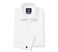 THE SAVILE ROW COMPANY LONDON Men's Classic Fit Marcella Bib White Evening Dress Shirt - Double Cuff - 18" Collar - Standard