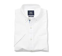 THE SAVILE ROW COMPANY LONDON Men's Classic Fit Short Sleeve Oxford Shirt - White - Medium