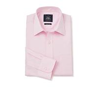 THE SAVILE ROW COMPANY LONDON Men's Classic Fit Twill Single Cuff Formal Shirt, Pink, 18.5"