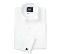 THE SAVILE ROW COMPANY LONDON Men's Classic Fit Wing Collar White Marcella Evening Dress Shirt - Double Cuff - 18" Collar - Standard