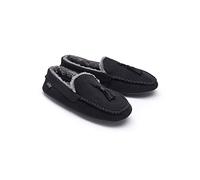 THE SAVILE ROW COMPANY LONDON Men's Classic Microsuede Moccasin Slippers - Black - 11