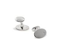 THE SAVILE ROW COMPANY LONDON Men's Genuine British Sterling Silver Diamond Oval Cufflinks